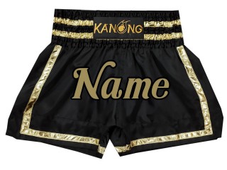 Short de Boxe Thai Noir Personnalisé : KNSCUST-1171